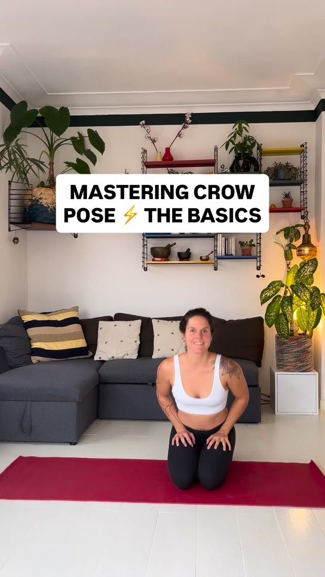 | MASTERING CROW POSE (BAKASANA) – THE BASICS

#crowpose is often one of the first arm balances yogis try, and it can feel both exciting and intimidating. Here are some simple steps to build your confidence and strength:

1️⃣ Props for support • Place 1 block under your forehead – it reduces the fear of tipping forward. • Sit on 2 blocks under your hips – this gives you height and makes lifting easier.

2️⃣ Hands Spread your fingers wide, press your hands and fingers firmly into the ground, and keep your hands shoulder-width apart for balance.

3️⃣ Hips From a squat, lift your hips up and start leaning your weight forward.

4️⃣ Arms Bend your elbows towards a 90 degree angle like in Chaturanga (POINTING BACK, not sideways) to keep strength and stability.

5️⃣ Legs Place your knees slightly outside and on top of your elbows (muscle called “triceps”). HUG your inner thighs IN strongly—this squeeze helps your arms support your body weight. Engage your feet all the way to the tip of your toes.

6️⃣ Gaze & Core Engage your core. Even if your forehead rests on the block, imagine gazing forward to keep the energy lifted.

7️⃣ Practice in stages • Lift one foot off the block, then the other. • Try both feet together, toes engaged. • Finally, see if you can lift your forehead away from the block and balance fully.

💡 Remember: it’s about PRACTICE, not perfection. Stay playful, breathe deeply, and ENJOY the journey into flight!

✨ Want to refine your crow, headstand, and more inversions and arm balancing poses? ➡️ The join my Inversions & Arm Balance Workshop next week-end to learn more tips! 📍 Maison de Quartier Malibran 📅 Saturday 11/10, 2–4 PM 🔗 Link in bio to book your spot!